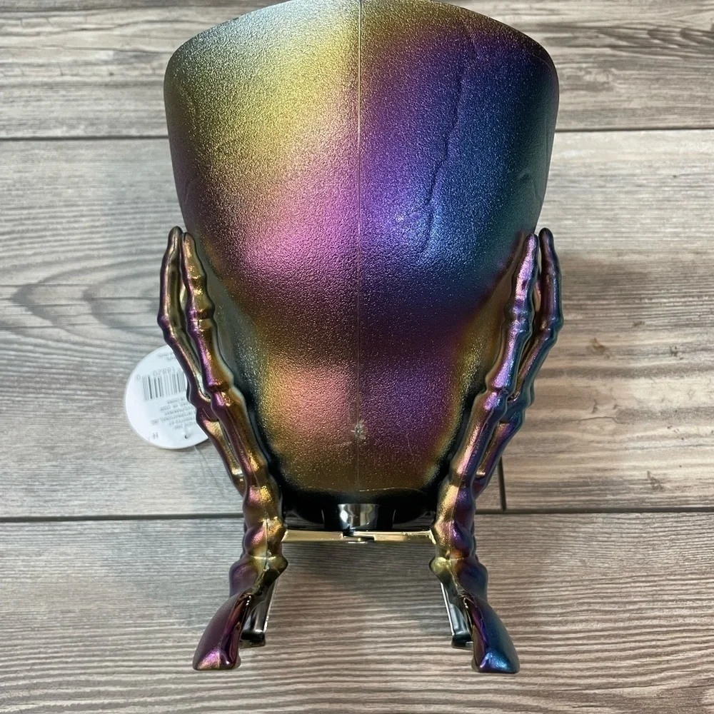 NWT Halloween Candy Dish Iridescent Skull Candy Dish Halloween Decor Bowl